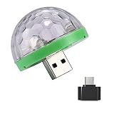 Fullfun Mini Car USB Party Light DJ LED RGB Colorful Music Sound Lamp for USB-C Phone Music Control Magic Ball (Green)