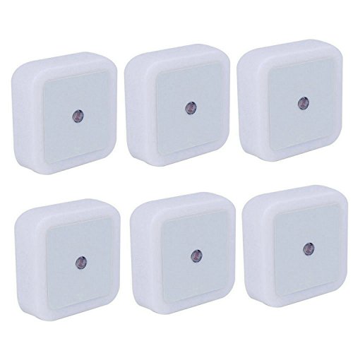 Plug-In Night Light, Daylight White LED Nightlight, Dusk-To-Dawn Sensor, Bedroom, Bathroom, Kitchen, Hallway, Stairs, Energy Efficient, 6-pack