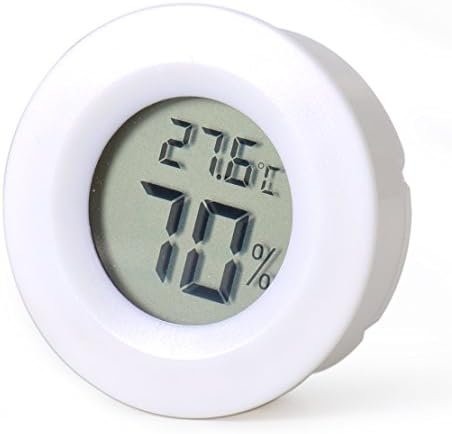 White LCD Digital Mini Round Cigar Humidor Humidity Hygrometer Temperature Thermometer