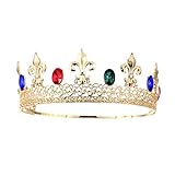 Eseres Men Tiara King's Crown Blue Red Crystal Adjustable Round Tiara