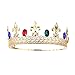 Eseres Men Tiara King's Crown Blue Red Crystal Adjustable Round Tiara