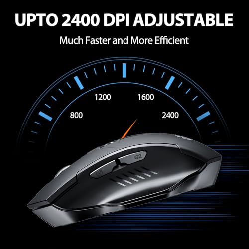 inphic Wireless Mouse 2.4G Rechargeable Silent 2400 DPI Visible Battery Type-C Charging for Computer, Laptop, Mac, PC