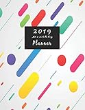 2019 Monthly Planner: Schedule Organizer Beautiful Lovely Abstract shapes on white background with f by Victoria Mann