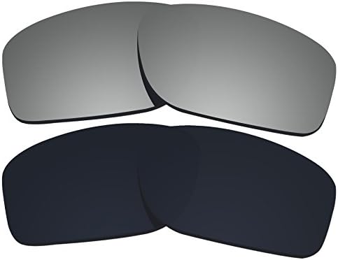 2 Pairs COLOR STAY LENSES 2.0mm Thickness Polarized Replacement Lenses Black &amp; Titanium for Oakley Chainlink (OO9247)