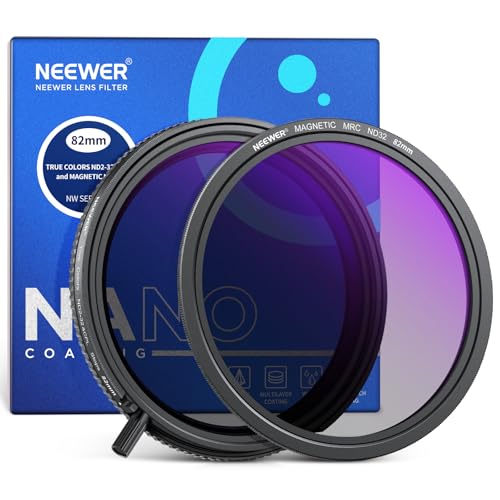 NEEWER True Colors 82mm Variable ND2-32 & CPL with Magnetic ND32, Polarized ND Filter Set, 2in1 Adjustable One Rotatable Light Reduction Reflection Elimination No Color Shift No X Cross No Vignetting