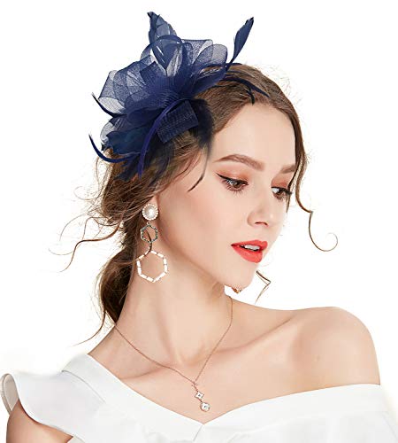 Z X Women Feather Fascinator Wedding Tea Party Hair Clip Brooch