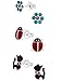 925 Sterling Silver Hypoallergenic Set of 3 Pairs Blue Crystal Flower, Red Lady Bug, Black Cat Stud Earrings for Girls and Womens (Nickel Free) 20509