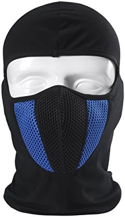 YASHALY Balaclava Motorcycle Cotton Breathable Ninja Ski Full Face Mask Wind Proof Dust Outdoor Head Hood For Men and Women,1-Pack (Free Size, Black With Blue)