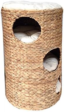 Animal Design Abri Pour Chats En Forme De Tonneau Env 70 Cm Arbre A Chat Naturel En Jacinthe D Eau Avec 3 Niches Douillettes Pour Chat 3 Etages Et 1 Surface De Couchage 4