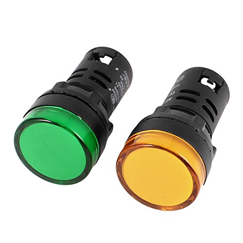uxcell 2 Pcs AD16-22D/S Green Yellow LED Pilot Light Panel Indicator Lamp 22mm DC 24V 20mA