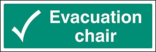 Caledonia Signs 12147L Evacuation Chair Sign, Rigid Plastic, L: 450 mm x 150 mm