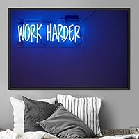 Framed Canvas Wall Art Illuminated Words 3D Industrial Inspirational Multicolor Neon Pop Art Quotes Typography Urban - 16x24 inches
