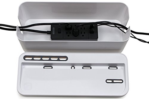 Bins & Things Cable Management Box and Power Strip Organizer | Large - White | Entertainment Center, USB, Computer, Charging Cords | Home and Office Organization | Compact, Discrete Safety