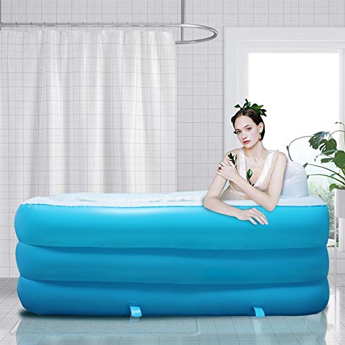 Inflatable Portable Bathtub, Family Bathroom Home Spa, Foldable Inflatable Durable Soaking Bathtub with Large Backrest, Outdoor Freestanding Inflatable Pool, Easy to Inflate and Use