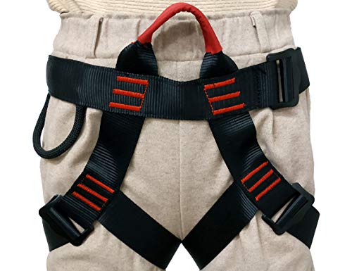 Rock Climbing Harness - Protect Waist Safety Harness, Wider Half Body Harness for Mountaineering, Tree Climbing, Outdoor Activities, Training â€“ Premium Quality Durable Material- â€“ Slotted Buckles