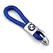 Fashion Blue Braided Leather Cord Key Chain for BMW