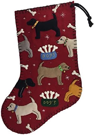 Dog Party Appliqued Christmas Stocking #13 in Red By Tony International