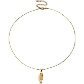 Zaquki Gold Fish Necklace for Women Dainty Gold Pendant Necklace with Cute Fish Charm Unique Summer Beach Jewelry Gift