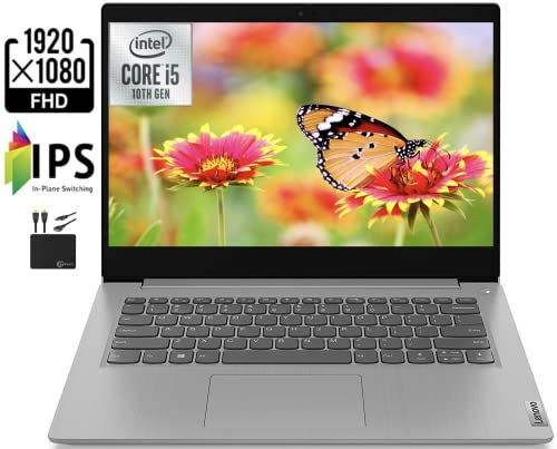 Lenovo 2022 Flagship IdeaPad 14" FHD IPS Laptop, Intel Quad Core i5-10210U (Upto 4.2 GHz, Beat i7-8665U), 8GB RAM, 512GB PCIe SSD, UHD Graphics, Bluetooth, HDMI, Webcam, Windows 11+MarxsolAccessory