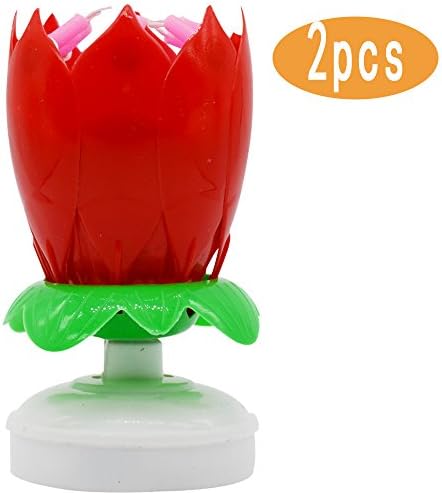 Multiple Color Rotation Music Birthday Candles By SKYENHAPP (2Pcs Red)