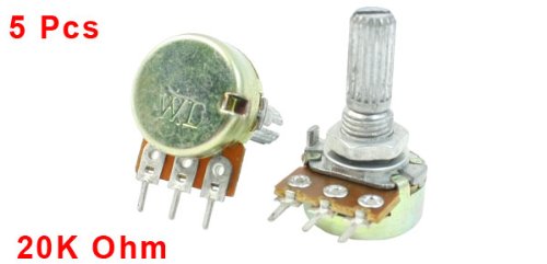 Uxcell a13061400ux0748 One Linear Type 3 Terminals Rotary Taper Potentiometer 20K Ohm 5 Piece