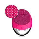 Letigo Sonic Facial Cleansing Brush, Cleanser & Massager Silicon Vibrating Waterproof Facial Cleansing System-Red