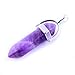 Amethyst 15pcs Natural Stone Gemstone Bullet Shape Hexagonal Healing Pointed Chakra Beads Crystal Quartz Stone Pendants for Necklace Jewelry Making (Amethyst)