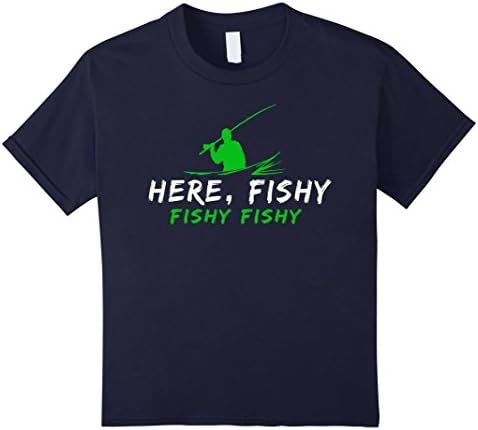Kids Here, Fishy Fishy Fishing T Shirt 6 Navy