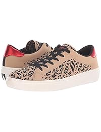 Skechers Zapatillas de punto de encaje para mujer, diseño de leopardo dorado