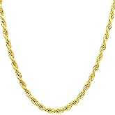 Lovhone 14K Solid Yellow Gold Twisted Rope Chain Necklace, Diamond Cut Classic Chain, 1.5mm,2mm,3.2mm and 4.2mm Gift for Men & Women (Available in 16 to 36 Inch Lengths)
