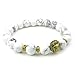 KONOV Stone Mens Bracelet, 10mm Natural Energy Gemstone Beads Bangle, Lion Charm, White Gold