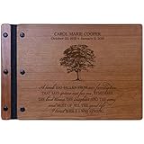 LifeSong Milestones Engraved Personalized Solid Cherry Wood Memorial Sympathy Ceremony Guest Book for Funeral Service - Loss of Loved One Celebration of Life 9x12.25 Our Family Tree (Cherry)
