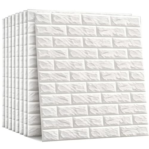 Bisbel Painel 3D Autocolante Adesivo Tijolinho Branco 77x70 cm – Placa Decorativa para Sala, Quarto e Escritório (10)