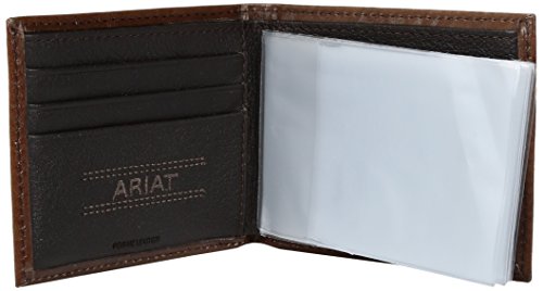 Ariat Men's Tonal Brown Floral Inlay Trifold Wallet, brown, One Size