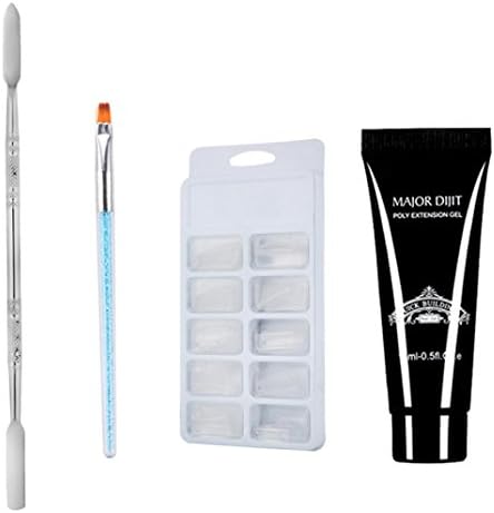Vanvler Poly Gel 15ML Lasting 100PCS False Nails Double-end Nail Pusher Dead Skin Brush Set (B)