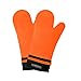 Detachable Silicone Oven Mitt - 1 Pair of Extra Long Professional Heat Resistant Potholder Gloves - Orange