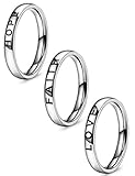 Jstyle 3 Pcs Faith Love Hope Stainless Steel Rings for Men Women Stackable Band Ring Wedding Engagement Fashion Band