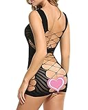 Bluetime Womens Bodycon Lingerie Babydoll Hot Fishnet Chemise Mesh Mini Dress