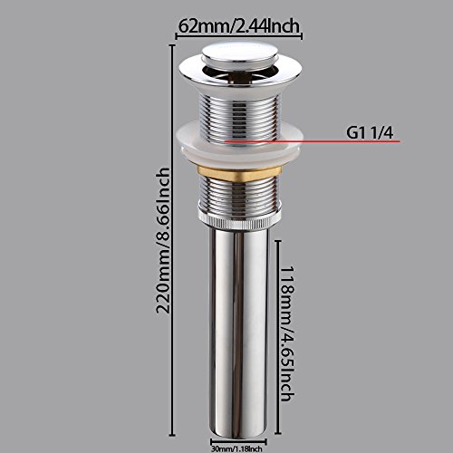 RBROHANT BAW93010C Bathroom Faucet Vessel Vanity Sink Pop Up Drain Stopper without Overflow Chrome