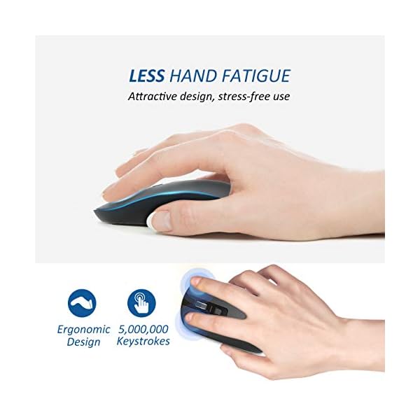 Wireless Mouse,【Slim & Noiseless】Patuoxun 2.4G USB PC Laptop Computer Cordless Mice with Nano Receiver,1600 DPI Mouse…