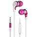 Earphones with Microphone E322PW Premiums Noise Isolating Earbuds Stereo Headphones - Pink White
