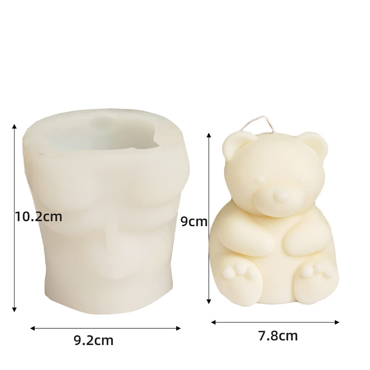 2 Pack Cute Bear Scented Candle Mold Bear Mold Silicone Mold for Candles Home Decoration Silicone Mold for Resin Bear Resin Mold Cartoon Mold