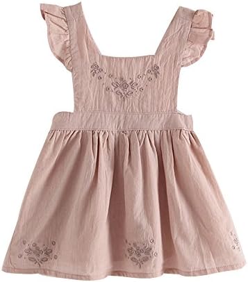 Hatoys Toddler Floral Princess Outfit,Kids Strap Ruffle Dresses,Baby Girl Party Pageant Dress Clothes