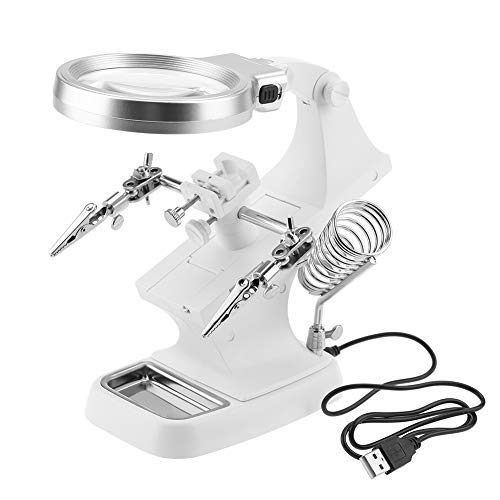 TMISHION Welding Magnifier Third Hand LED Lamp, 3X 4.5X Magnifying Glasses, Hands-Free Magnifying Glass Mini Clamp And Clips for Welding, Assembly, Repair, Model