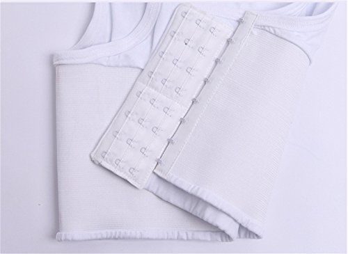 BaronHong Tomboy Trans Lesbian Cotton Chest Binder Plus Size Short Tank Top(White,3XL) - Thumbnail 3
