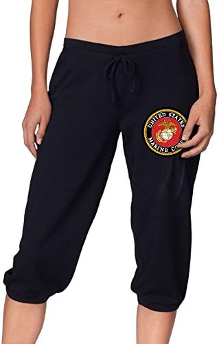 USMC-Eagle Globe and Anchor Women High Elastic Seven Minutes PantTraining Trousers Fit For Outdoor Activities.