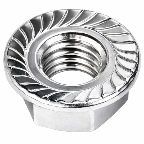 Sperrzahnmuttern M12 (DIN 6923) | Rostfreier A2 V2A Edelstahl Inox | Edelstahlmuttern Flanschmuttern Bundmuttern mit Zahnrippen UKV Sperrverzahnung |