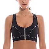 La Isla Women's High Impact Front Zipper Sports Bra(One Cup Size Runs Small)