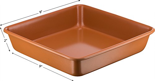 Ceramic Coated Baking Pan 9" Square – Premium Nonstick, Even Cooking, Dishwasher and Oven Safe - PTFE/PFOA Free - Red Cookware and Bakeware by Bovado USA