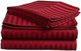 FULL SIZE STRIPED Bed Sheet set, BURGUNDY